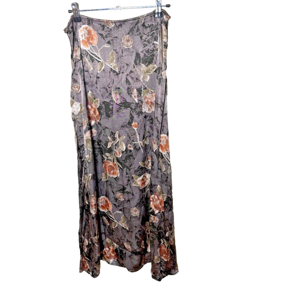 Vintage We Too Sportswear Long Skirt Satin Floral 90s Friends Sz 13 Romantic